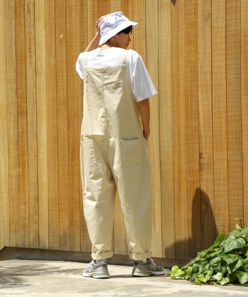 Blue Standard （ブルースタンダード）の「【BLUE STANDARD】ビッグシルエット　ツイルフロントZIPオーバーオール（サロペット/オーバーオール・メンズ・ブラック/カーキ/ブルー/ベージュ/オフホワイト・MEDIUM/LARGE）」の10枚目の写真