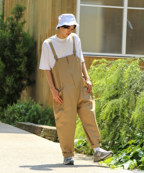 Blue Standard （ブルースタンダード）の「【BLUE STANDARD】ビッグシルエット　ツイルフロントZIPオーバーオール（サロペット/オーバーオール・メンズ・ブラック/カーキ/ブルー/ベージュ/オフホワイト・MEDIUM/LARGE）」の14枚目の写真