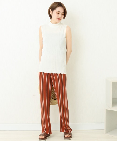 n'ee-ne（ネーネ）の「麻タッチストライプ　ストレートパンツ（その他パンツ・レディース・アイボリー/ベージュ/オレンジ・FREE）」の14枚目の写真
