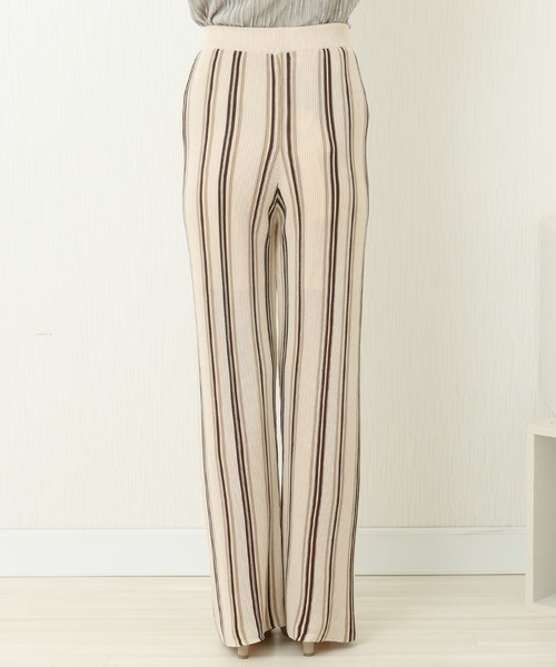 n'ee-ne（ネーネ）の「麻タッチストライプ　ストレートパンツ（その他パンツ・レディース・アイボリー/ベージュ/オレンジ・FREE）」の20枚目の写真