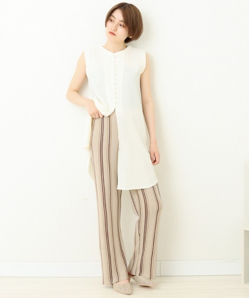 n'ee-ne（ネーネ）の「麻タッチストライプ　ストレートパンツ（その他パンツ・レディース・アイボリー/ベージュ/オレンジ・FREE）」の12枚目の写真