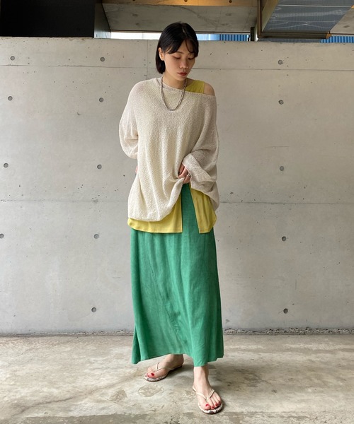 DouDou(ドゥドゥ)の「ムラ染め切替スカート(スカート・レディース・チャコールグレー/グリーン/アイボリー・FREE)」の21枚目の写真