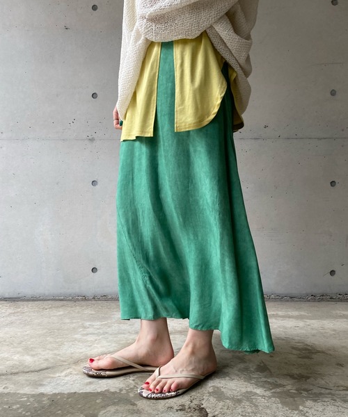 DouDou(ドゥドゥ)の「ムラ染め切替スカート(スカート・レディース・チャコールグレー/グリーン/アイボリー・FREE)」の22枚目の写真