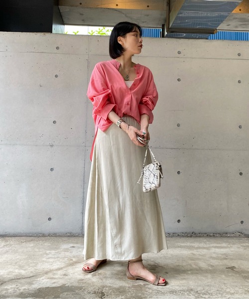 DouDou(ドゥドゥ)の「ムラ染め切替スカート(スカート・レディース・チャコールグレー/グリーン/アイボリー・FREE)」の6枚目の写真