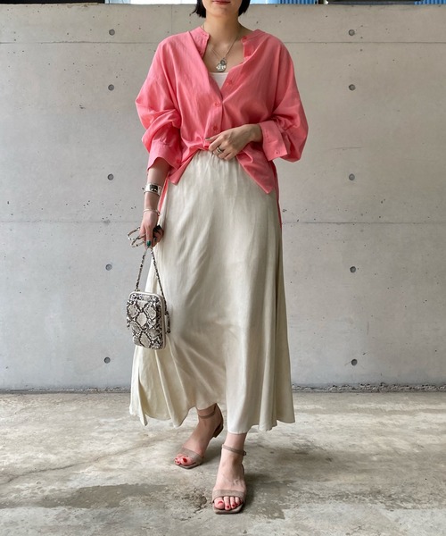 DouDou(ドゥドゥ)の「ムラ染め切替スカート(スカート・レディース・チャコールグレー/グリーン/アイボリー・FREE)」の8枚目の写真