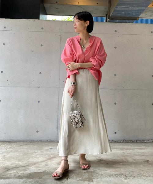 DouDou(ドゥドゥ)の「ムラ染め切替スカート(スカート・レディース・チャコールグレー/グリーン/アイボリー・FREE)」の5枚目の写真