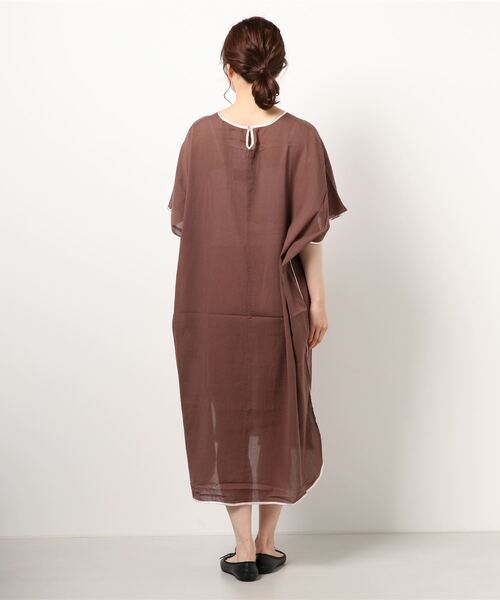 HONEYSUCKLE ROSE（ハニーサックルローズ）の「【HONEYSUCKLE ROSE】パイピングワンピース（シャツワンピース・レディース・ブラウン/オフホワイト/グリーン・M/L）」の5枚目の写真