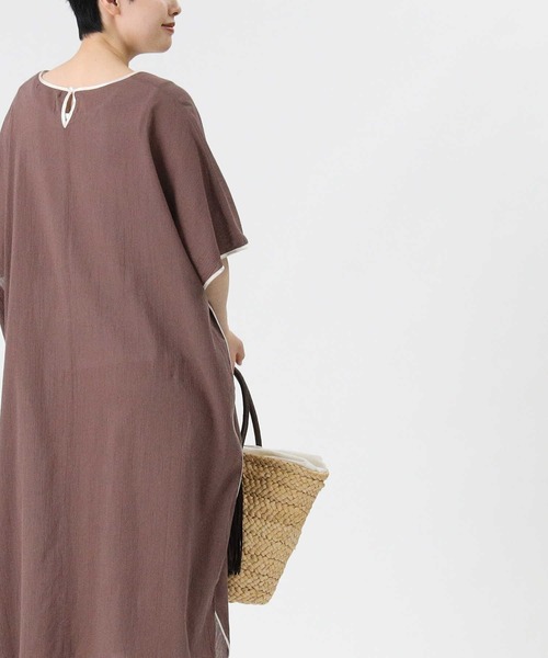 HONEYSUCKLE ROSE（ハニーサックルローズ）の「【HONEYSUCKLE ROSE】パイピングワンピース（シャツワンピース・レディース・ブラウン/オフホワイト/グリーン・M/L）」の15枚目の写真