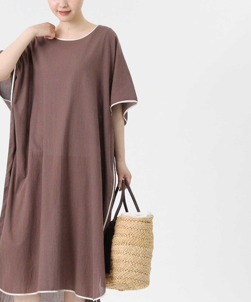 HONEYSUCKLE ROSE（ハニーサックルローズ）の「【HONEYSUCKLE ROSE】パイピングワンピース（シャツワンピース・レディース・ブラウン/オフホワイト/グリーン・M/L）」の17枚目の写真