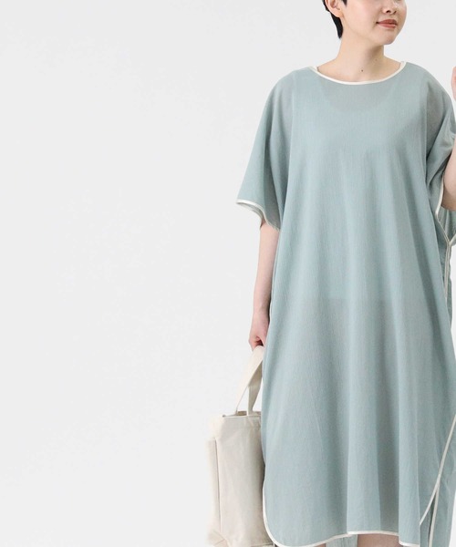 HONEYSUCKLE ROSE（ハニーサックルローズ）の「【HONEYSUCKLE ROSE】パイピングワンピース（シャツワンピース・レディース・ブラウン/オフホワイト/グリーン・M/L）」の19枚目の写真