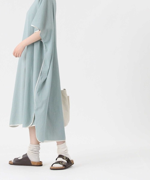 HONEYSUCKLE ROSE（ハニーサックルローズ）の「【HONEYSUCKLE ROSE】パイピングワンピース（シャツワンピース・レディース・ブラウン/オフホワイト/グリーン・M/L）」の20枚目の写真