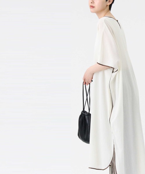 HONEYSUCKLE ROSE（ハニーサックルローズ）の「【HONEYSUCKLE ROSE】パイピングワンピース（シャツワンピース・レディース・ブラウン/オフホワイト/グリーン・M/L）」の7枚目の写真