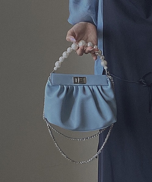 yuue' ( wear )（ユーイ）の「2way パールチェーンショルダーハンドバッグ（ハンドバッグ・レディース・ホワイト/ブラック・FREE）」の7枚目の写真