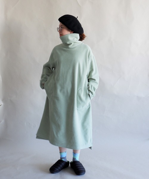 MANASTASH（マナスタッシュ）の「MANASTASH/マナスタッシュ　W's FLEECE DRESS　ウィメンズ　フリースドレス　ワンピース（ワンピース・レディース・ナチュラル/ブラック/ピンク/ミント・MEDIUM）」の3枚目の写真
