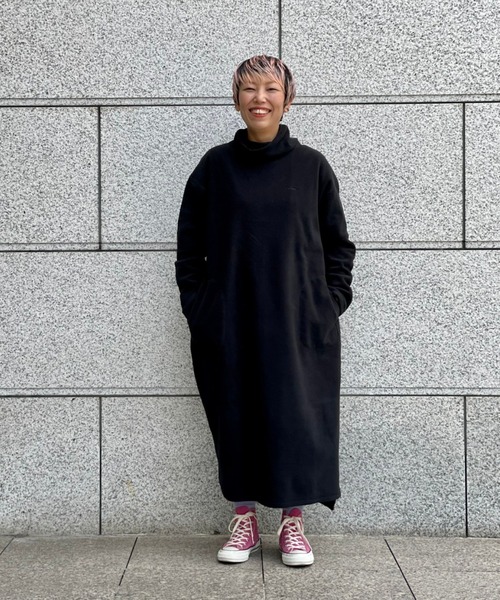 MANASTASH（マナスタッシュ）の「MANASTASH/マナスタッシュ　W's FLEECE DRESS　ウィメンズ　フリースドレス　ワンピース（ワンピース・レディース・ナチュラル/ブラック/ピンク/ミント・MEDIUM）」の2枚目の写真