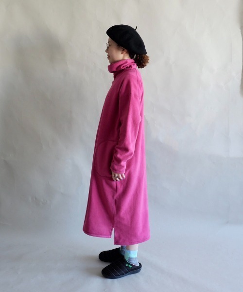 MANASTASH（マナスタッシュ）の「MANASTASH/マナスタッシュ　W's FLEECE DRESS　ウィメンズ　フリースドレス　ワンピース（ワンピース・レディース・ナチュラル/ブラック/ピンク/ミント・MEDIUM）」の8枚目の写真