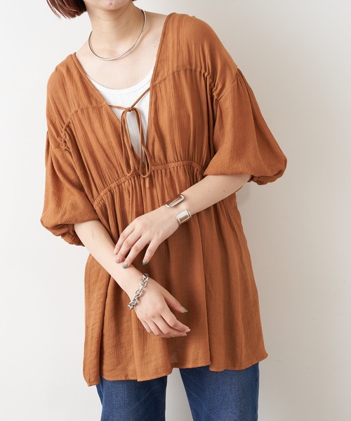 CIAOPANIC TYPY(チャオパニックティピー)の「【ZOZOTOWN限定】2WAYバックドロスト楊柳ブラウス(シャツ/ブラウス・レディース・イエロー/ブラック/オフホワイト・ONE SIZE)」の3枚目の写真