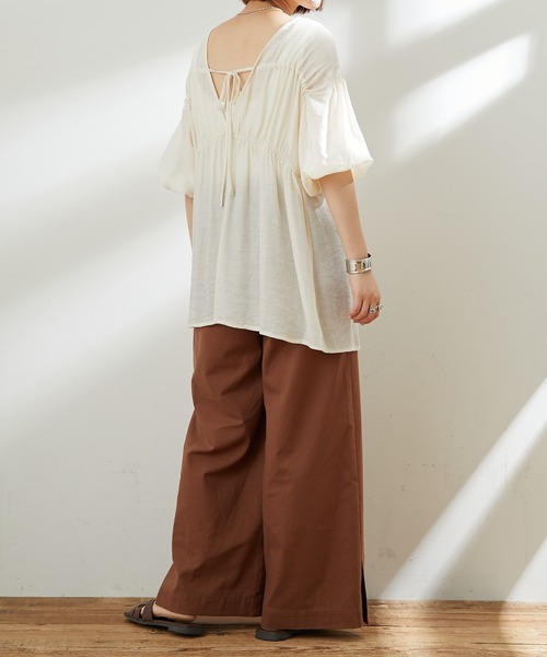 CIAOPANIC TYPY(チャオパニックティピー)の「【ZOZOTOWN限定】2WAYバックドロスト楊柳ブラウス(シャツ/ブラウス・レディース・イエロー/ブラック/オフホワイト・ONE SIZE)」の9枚目の写真