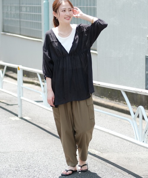 CIAOPANIC TYPY(チャオパニックティピー)の「【ZOZOTOWN限定】2WAYバックドロスト楊柳ブラウス(シャツ/ブラウス・レディース・イエロー/ブラック/オフホワイト・ONE SIZE)」の15枚目の写真