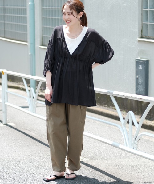 CIAOPANIC TYPY(チャオパニックティピー)の「【ZOZOTOWN限定】2WAYバックドロスト楊柳ブラウス(シャツ/ブラウス・レディース・イエロー/ブラック/オフホワイト・ONE SIZE)」の16枚目の写真