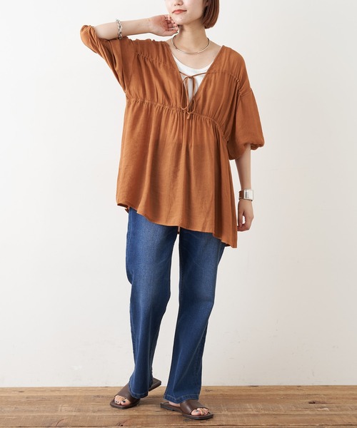 CIAOPANIC TYPY(チャオパニックティピー)の「【ZOZOTOWN限定】2WAYバックドロスト楊柳ブラウス(シャツ/ブラウス・レディース・イエロー/ブラック/オフホワイト・ONE SIZE)」の22枚目の写真