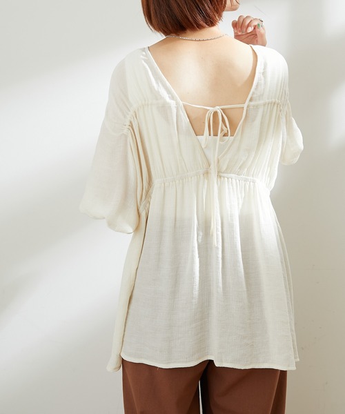 CIAOPANIC TYPY(チャオパニックティピー)の「【ZOZOTOWN限定】2WAYバックドロスト楊柳ブラウス(シャツ/ブラウス・レディース・イエロー/ブラック/オフホワイト・ONE SIZE)」の5枚目の写真