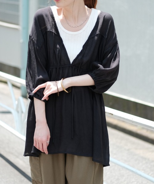 CIAOPANIC TYPY(チャオパニックティピー)の「【ZOZOTOWN限定】2WAYバックドロスト楊柳ブラウス(シャツ/ブラウス・レディース・イエロー/ブラック/オフホワイト・ONE SIZE)」の14枚目の写真