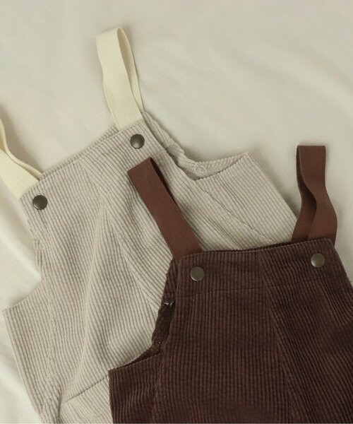 apres les cours（アプレレクール）の「/コーデュロイサロペット（サロペット/オーバーオール・キッズ・アイボリー/ブラウン・100/110/120/130）」の7枚目の写真