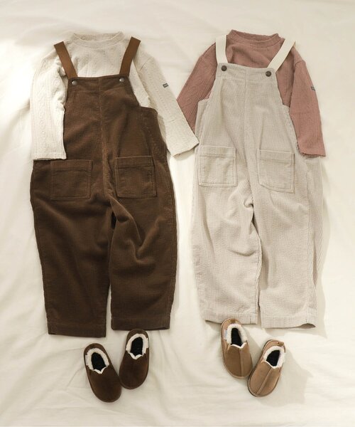 apres les cours（アプレレクール）の「/コーデュロイサロペット（サロペット/オーバーオール・キッズ・アイボリー/ブラウン・100/110/120/130）」の9枚目の写真