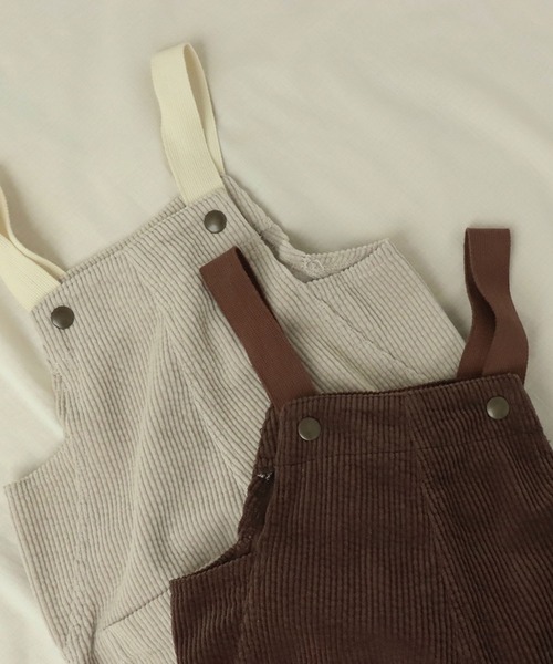 apres les cours（アプレレクール）の「/コーデュロイサロペット（サロペット/オーバーオール・キッズ・アイボリー/ブラウン・100/110/120/130）」の4枚目の写真