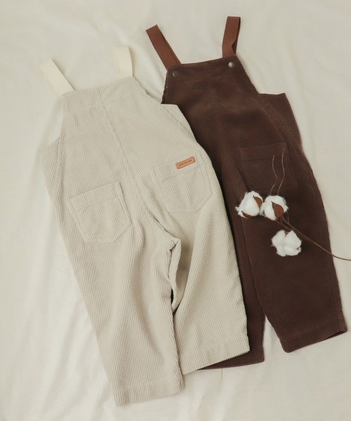 apres les cours（アプレレクール）の「/コーデュロイサロペット（サロペット/オーバーオール・キッズ・アイボリー/ブラウン・100/110/120/130）」の5枚目の写真