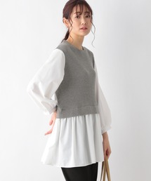 GLOBAL WORK | 布帛ドッキングベスト7分袖/956183(ベスト)