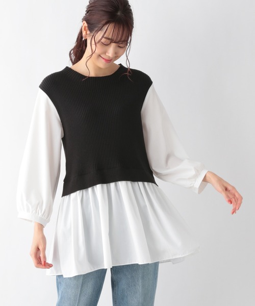 GLOBAL WORK（グローバルワーク）の「布帛ドッキングベスト7分袖/956183（ベスト・レディース・アッシュグレー/ブラック/モカ・FREE）」の10枚目の写真