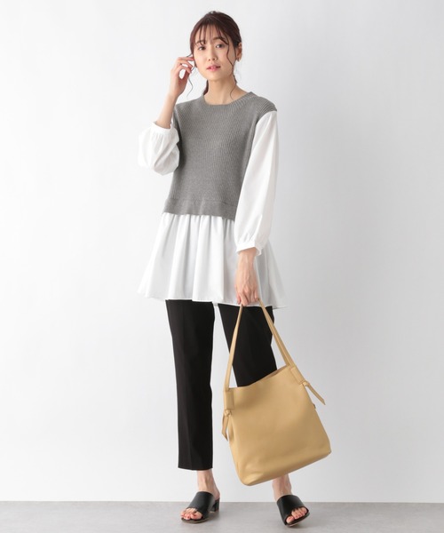 GLOBAL WORK（グローバルワーク）の「布帛ドッキングベスト7分袖/956183（ベスト・レディース・アッシュグレー/ブラック/モカ・FREE）」の12枚目の写真