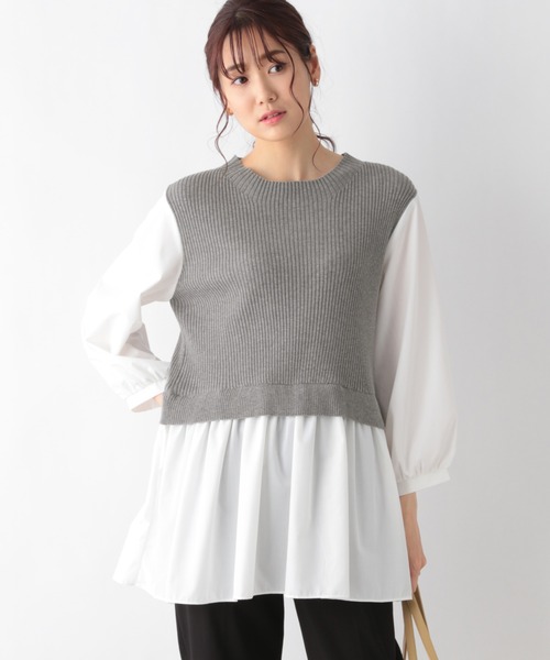 GLOBAL WORK（グローバルワーク）の「布帛ドッキングベスト7分袖/956183（ベスト・レディース・アッシュグレー/ブラック/モカ・FREE）」の13枚目の写真