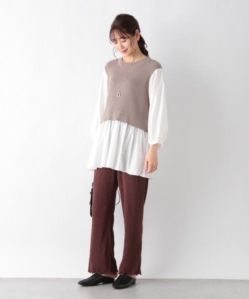 GLOBAL WORK（グローバルワーク）の「布帛ドッキングベスト7分袖/956183（ベスト・レディース・アッシュグレー/ブラック/モカ・FREE）」の14枚目の写真