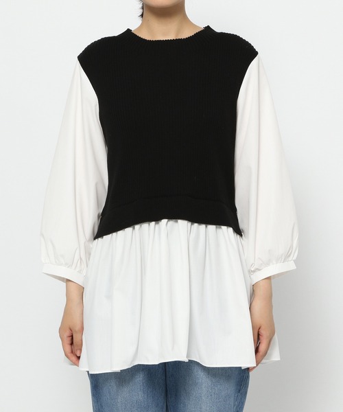 GLOBAL WORK（グローバルワーク）の「布帛ドッキングベスト7分袖/956183（ベスト・レディース・アッシュグレー/ブラック/モカ・FREE）」の15枚目の写真