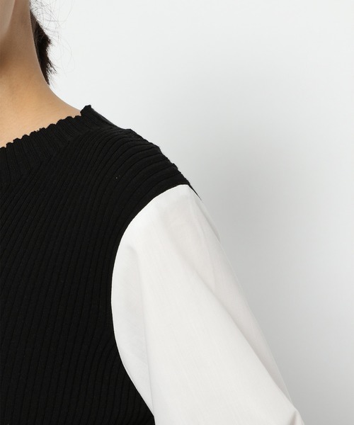 GLOBAL WORK（グローバルワーク）の「布帛ドッキングベスト7分袖/956183（ベスト・レディース・アッシュグレー/ブラック/モカ・FREE）」の19枚目の写真