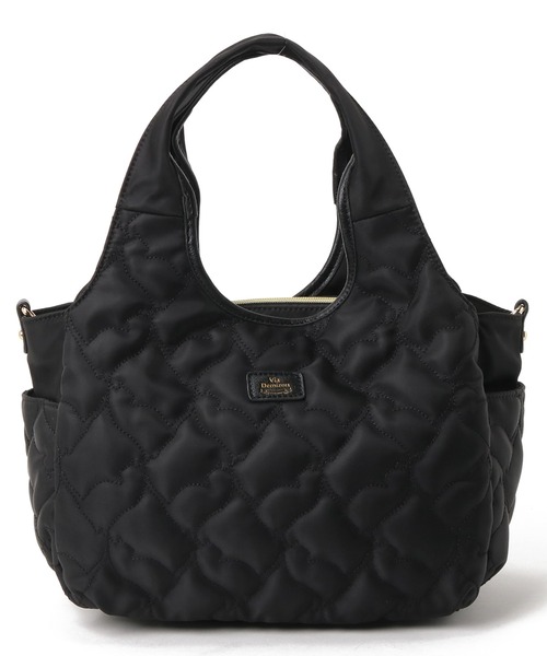 Via Demizon（ビアデミゾン）の「ネコ柄のキルティング２WAYトートバッグ（トートバッグ・レディース・ブラック/ピンク/ダークベージュ/ネイビー・フリー）」の2枚目の写真