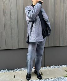 unlow | シャンブレーキルティングジャケット（セットアップ対応）(ノーカラージャケット)