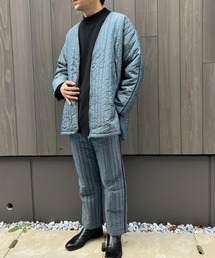 unlow | シャンブレーキルティングジャケット（セットアップ対応）(ノーカラージャケット)