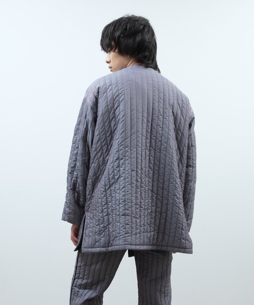 unlow（アンロー）の「シャンブレーキルティングジャケット（セットアップ対応）（ノーカラージャケット・メンズ・グレー/ブルー・L/M）」の6枚目の写真