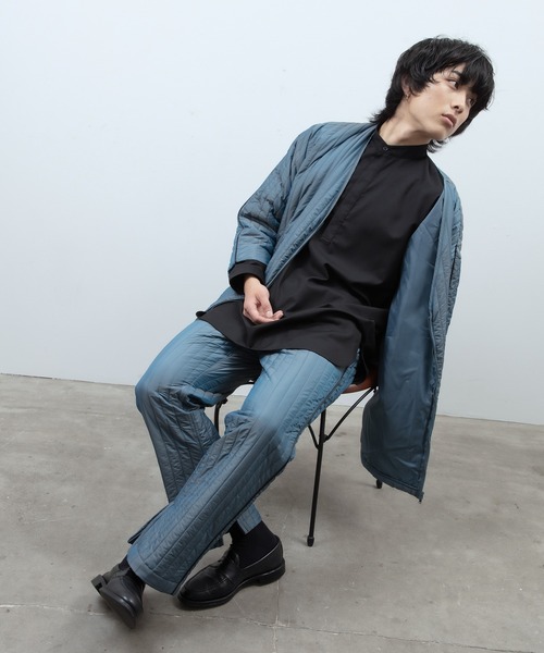 unlow（アンロー）の「シャンブレーキルティングジャケット（セットアップ対応）（ノーカラージャケット・メンズ・グレー/ブルー・L/M）」の16枚目の写真