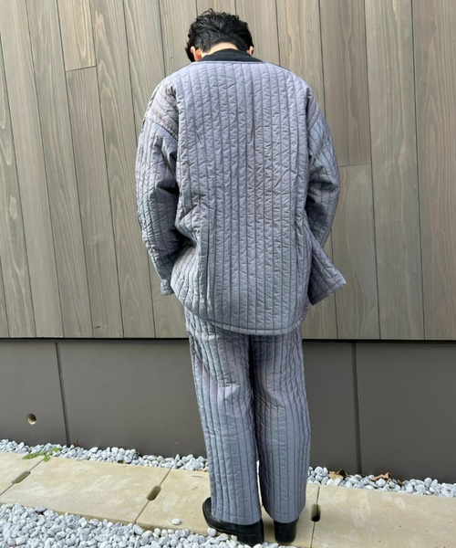 unlow（アンロー）の「シャンブレーキルティングジャケット（セットアップ対応）（ノーカラージャケット・メンズ・グレー/ブルー・L/M）」の22枚目の写真