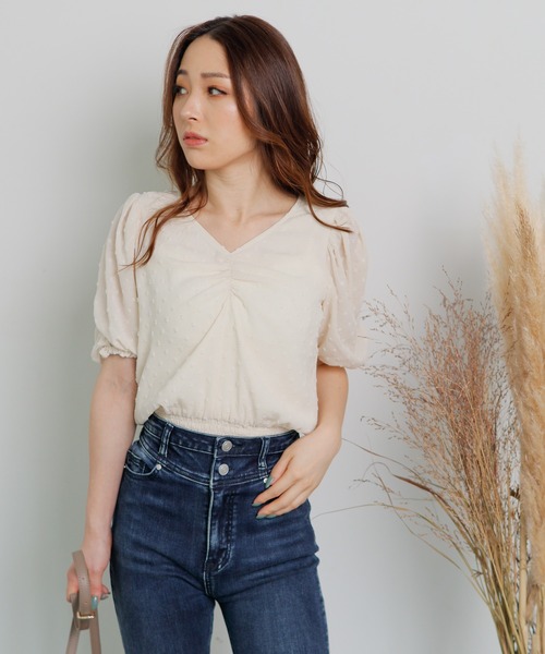 LIPSERVICE（リップサービス）の「DOTギャザートップス（Tシャツ/カットソー・レディース・ホワイト/ブラック/その他1/その他2・FREE）」の5枚目の写真