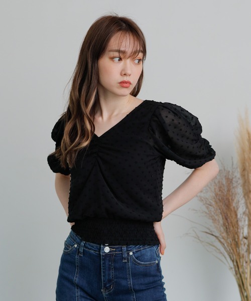 LIPSERVICE（リップサービス）の「DOTギャザートップス（Tシャツ/カットソー・レディース・ホワイト/ブラック/その他1/その他2・FREE）」の8枚目の写真