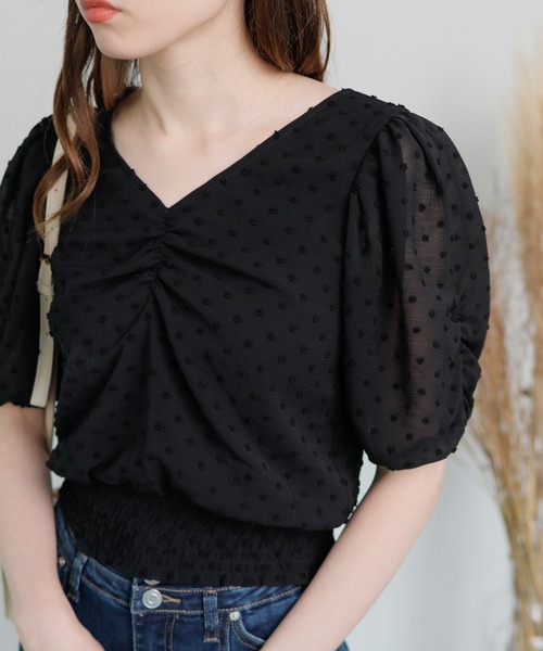 LIPSERVICE（リップサービス）の「DOTギャザートップス（Tシャツ/カットソー・レディース・ホワイト/ブラック/その他1/その他2・FREE）」の9枚目の写真