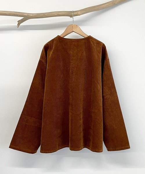 CANAL JEAN(キャナルジーン)の「RED CHOP WORKS(レッドチョップワークス) ノーカラーコーデュロイジャケット(ノーカラージャケット・レディース・ブラック/ブラウン・38)」の13枚目の写真