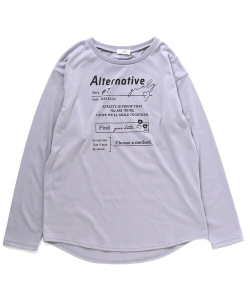 algy（アルジー）の「ラウンドヘムロンT（Tシャツ/カットソー・キッズ・サックスブルー/ラベンダー/ブラック/オフホワイト・MEDIUM/SMALL/XX-SMALL/X-SMALL）」の4枚目の写真