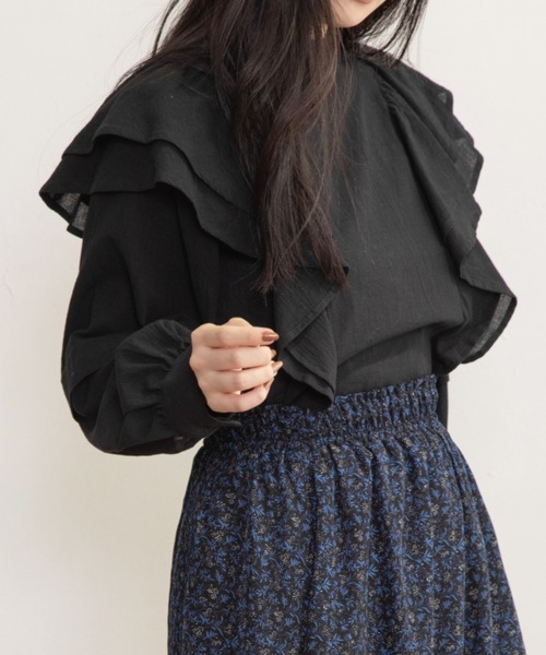 Mysa&Liina（ミーサリーナ）の「フリルコットンブラウス（シャツ/ブラウス・レディース・ブラック/ピンクベージュ/グレイッシュベージュ・M）」の12枚目の写真